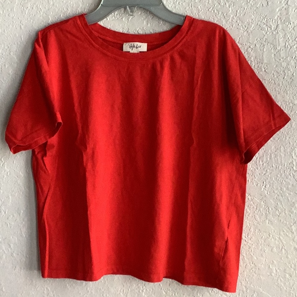 Style & Co Red Crop Top Crew Neck